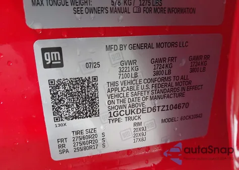 2026 Chevrolet Silverado 1500 4Wd Standard Bed Lt from USA, damaged, VIN 1GCUKDED6TZ104670